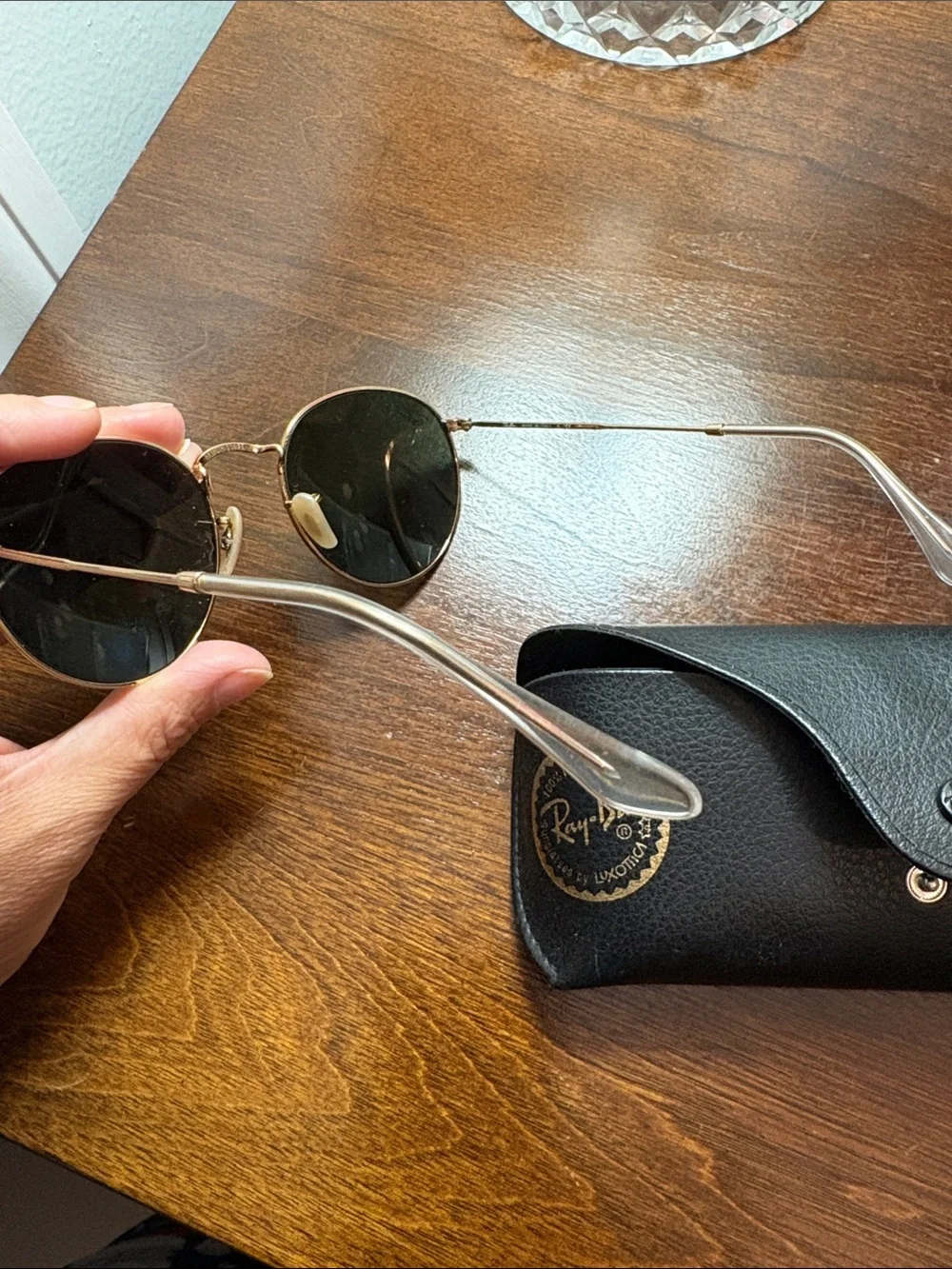 Ray-Ban Gold Frame Sunglasses with Green Lenses